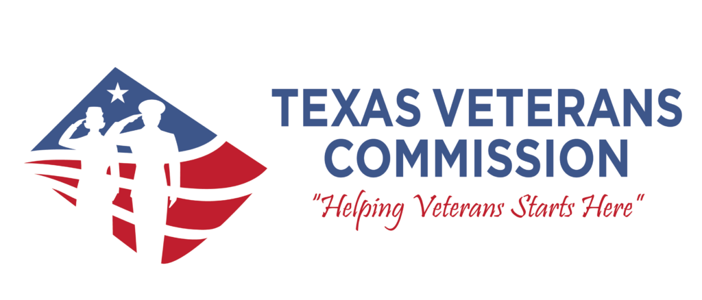 Texas Veterans Commission Logo with text "Helping Veterans Start Here"
