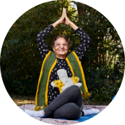 80 Over Eighty Honoree doing yoga